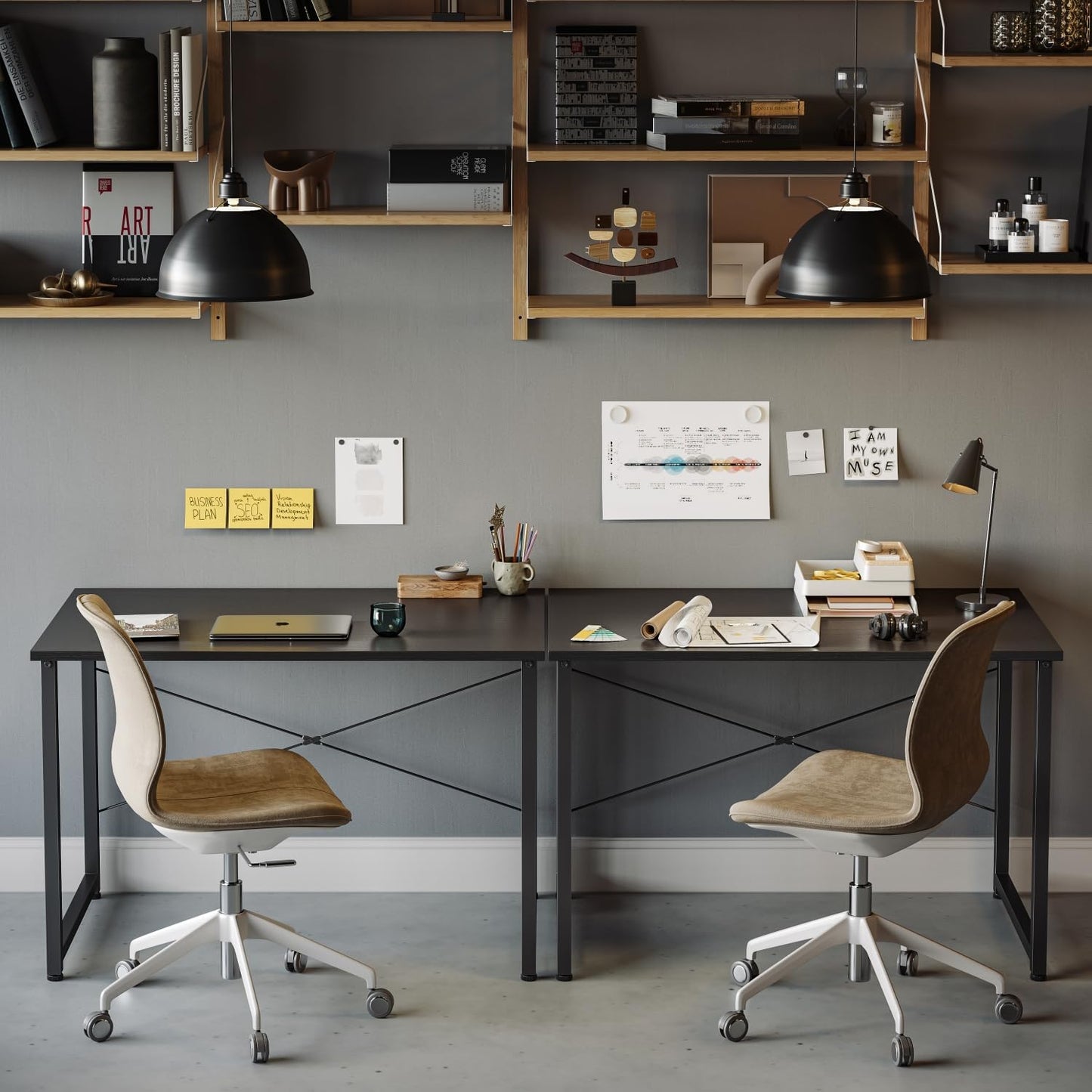 Cubiker Computer Desk, 47 inch Small Home Office Desk for Small Spaces, Modern Simple Style for Home, Office, Dark Black