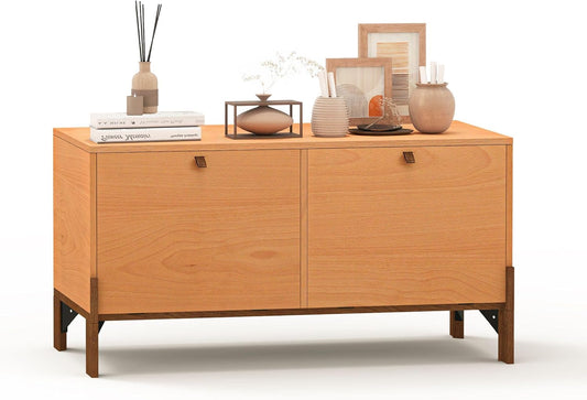 Sebastack Coffee Table, Expandable Entertainment Center and Media Console with Storage and Drawer,Wooden Furniture for Living Room, Bedroom，31 inch Width Basswood Color