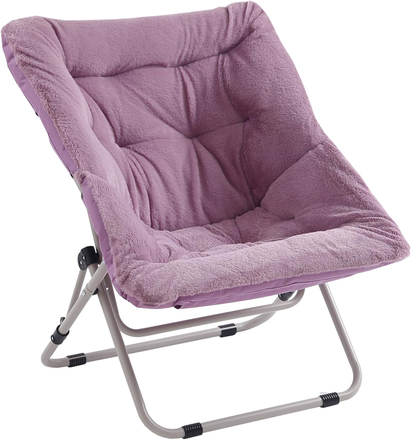 Tiita Comfy Folded Chair, Soft Faux Fur Oversized Folding Accent Chair, Lounge Lazy Chair for Kids Teens Adults, Metal Frame Moon Chair for Bedroom, Living Room, Dorm Rooms