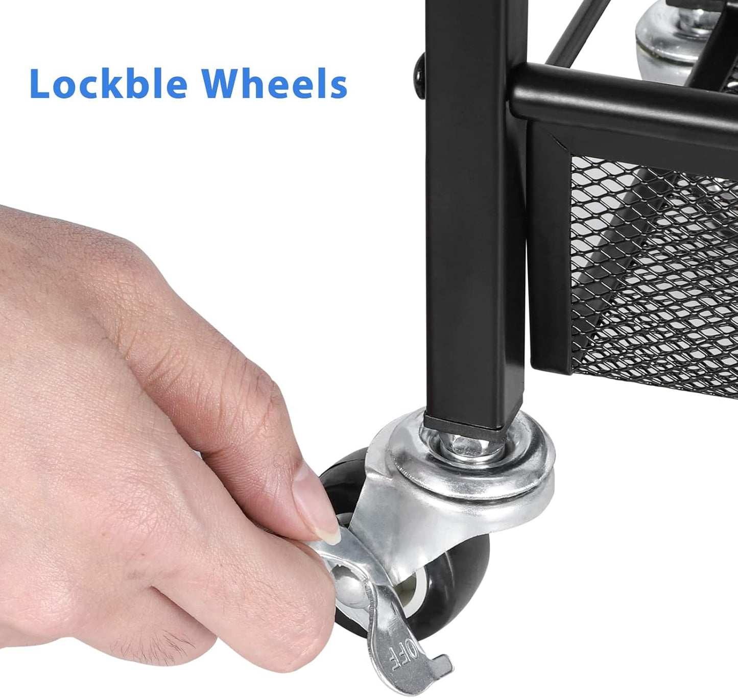 MOOACE Slim Storage Cart, 4 Tier Rolling Kitchen Shelving Unit on Wheels Mobile Narrow Cart with Wooden Tabletop for Bathroom, Laundry Narrow Places, 16.6''x 7.3''x 31.1''inch