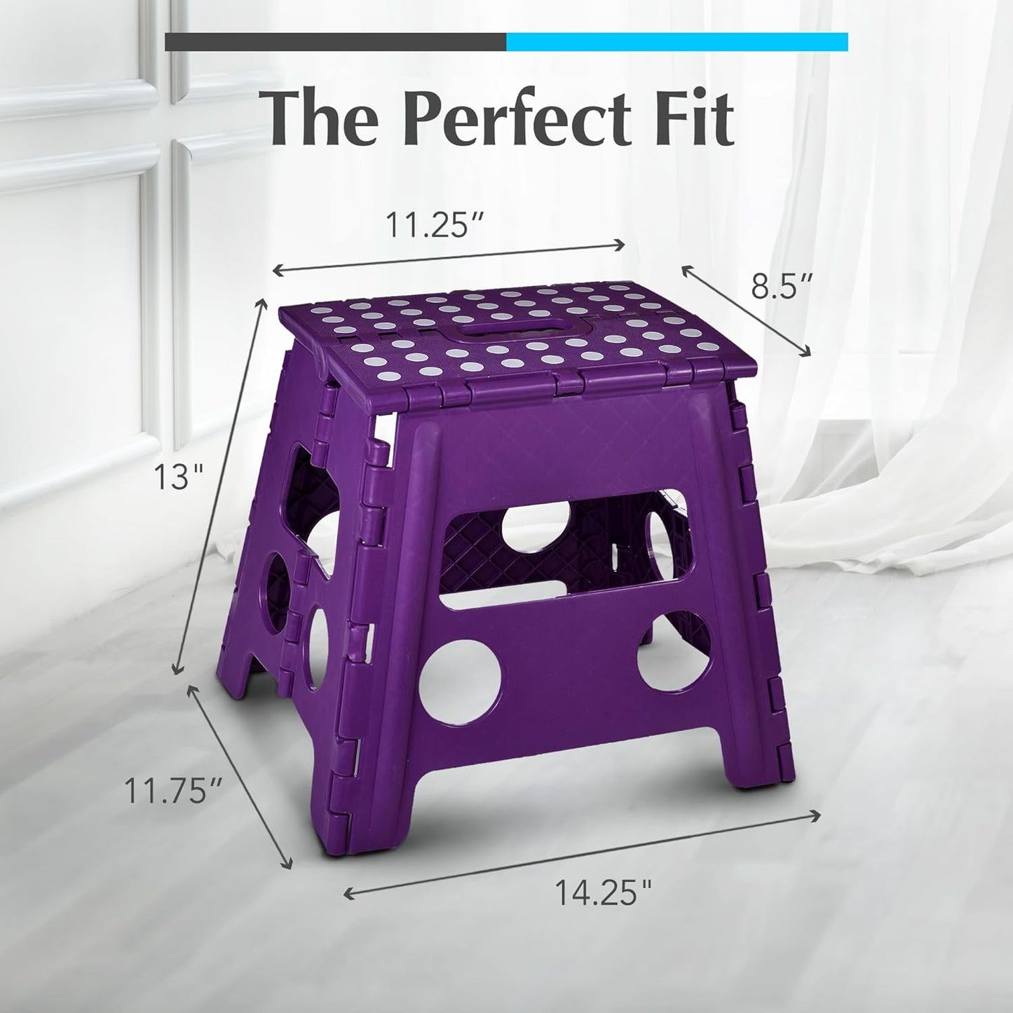 Handy Laundry Folding Lightweight Step Stool - Sturdy Enough to Support Adults and Safe Enough for Kids - Opens Easy with One Flip - Great for Kitchen, Bathroom or Bedroom (Purple- 13 inch)