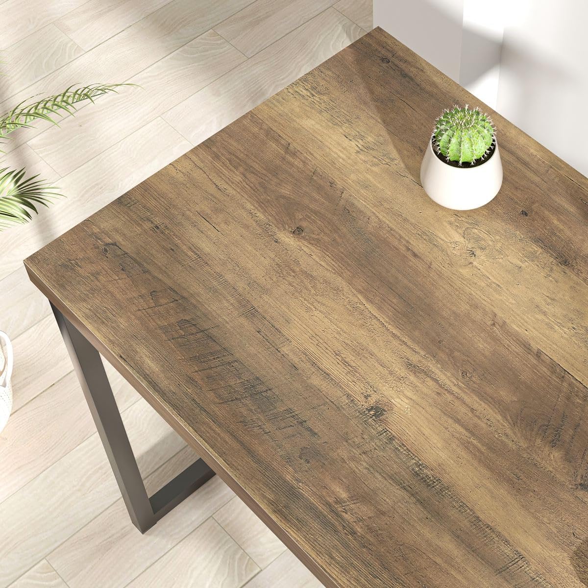FOLUBAN Modern Home Office Desk, Rustic Wood and Metal Computer Desk, Industrial Study Writing Gaming Table Workstation, Vintage Laptop PC Desk, Oak 47 Inch