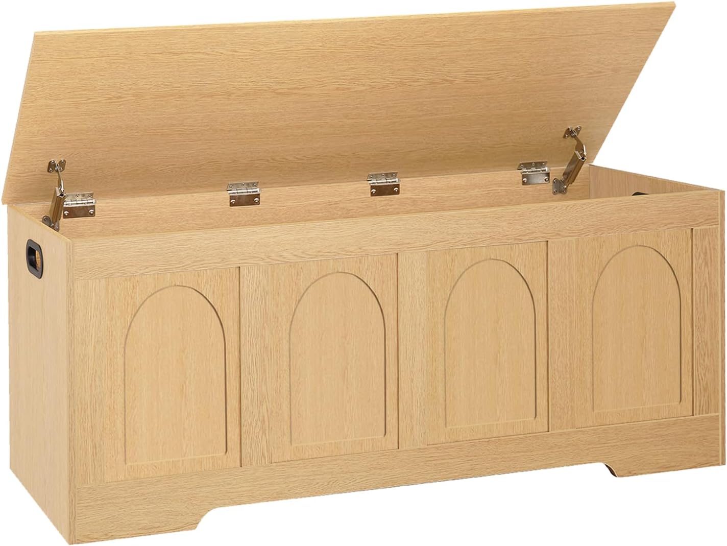 DINZI LVJ Storage Chest, 47.2”Wooden Storage Box with 2 Safety Hinges, Entryway Shoe Bench with Flip-Top, Large Trunk for Living Room, Bedroom, Easy Assembly, Natural