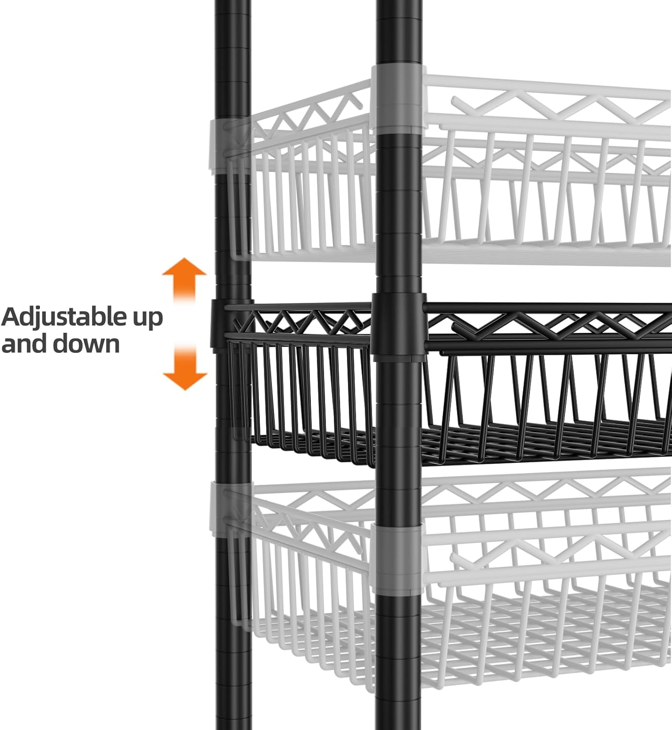 SINGAYE Shelf 6 Tier Wire Shelving Unit Adjustable Storage Shelves Big Basket Rack for Garage Kitchen Office Pantry Laundry Room Organizers13.5 D x 30" W x 65" H Black