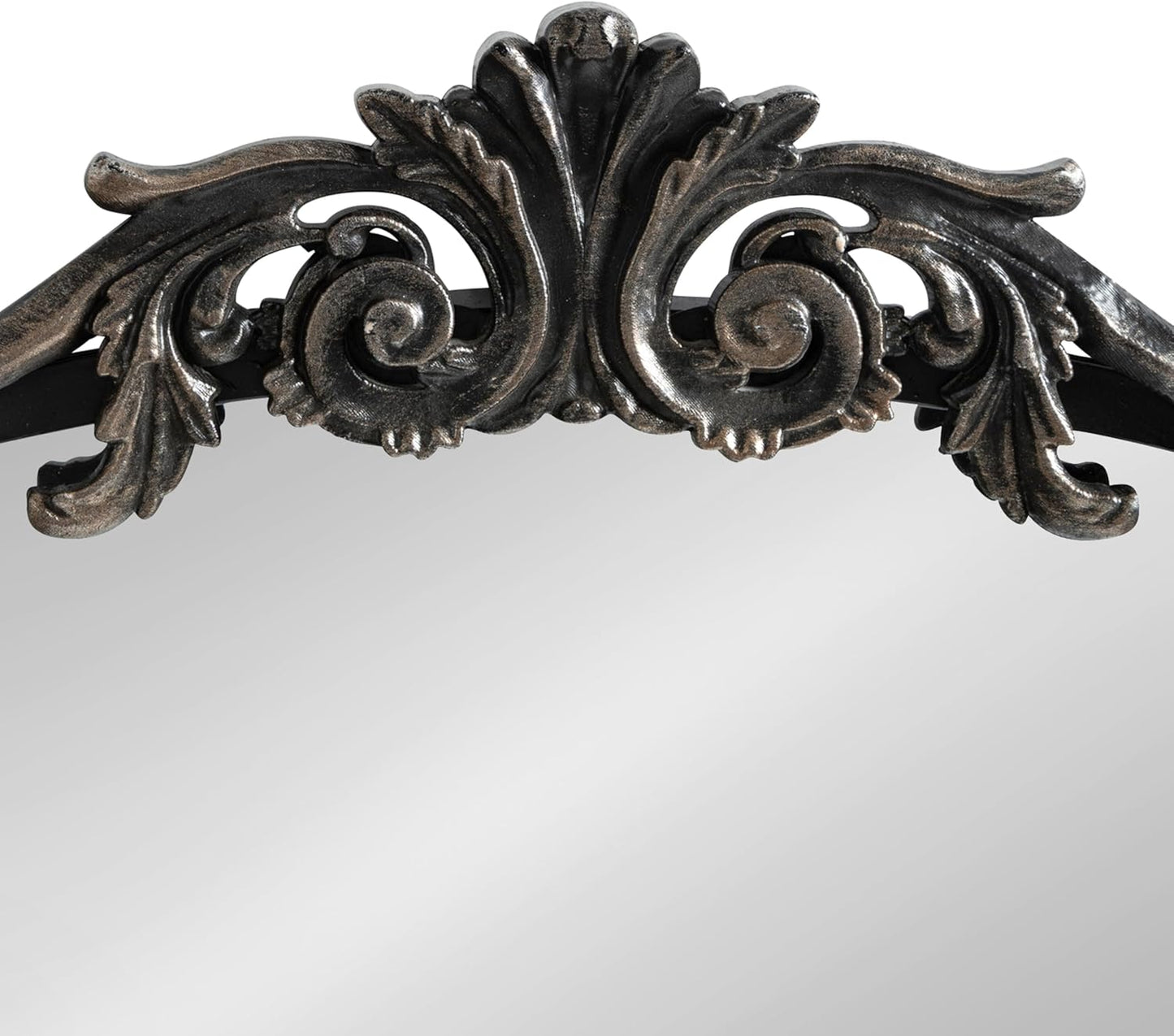 Kate and Laurel Arendahl Traditional Arch Mirror, 24 x 36, Antique Black, Baroque Inspired Wall Decor