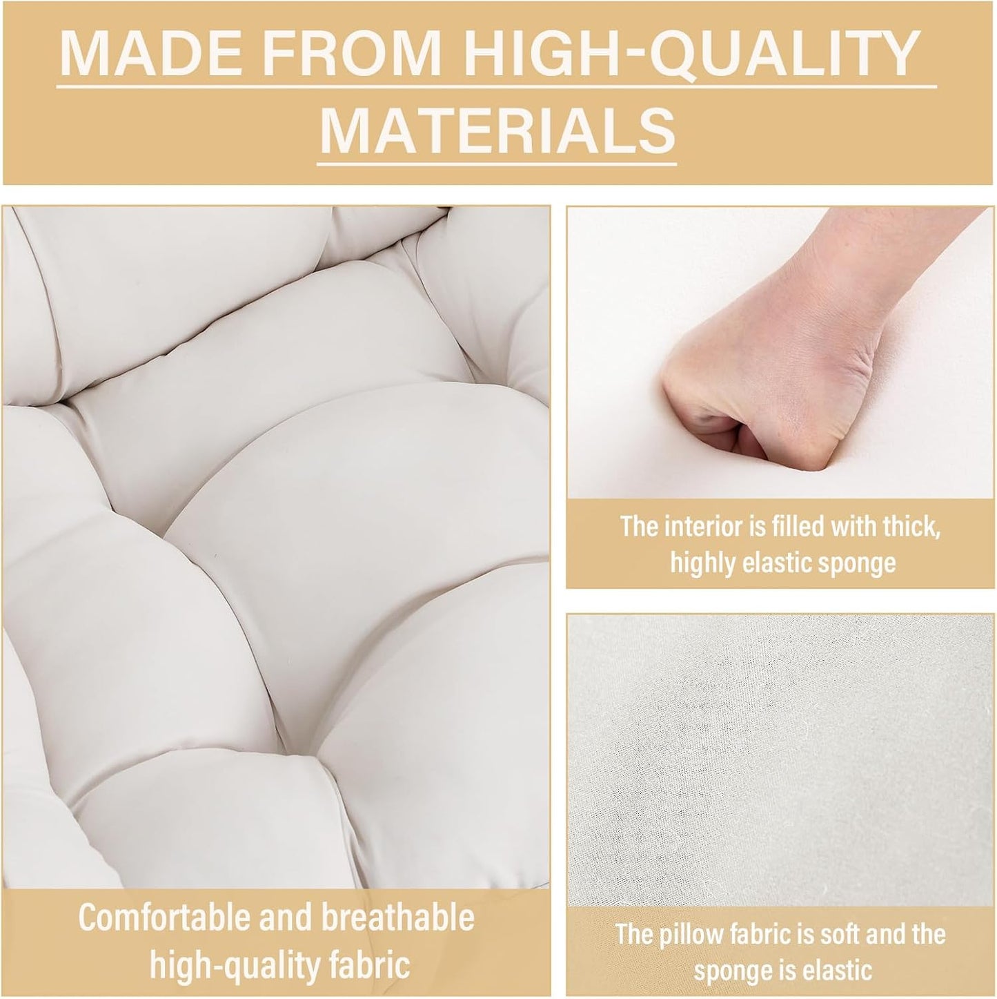 Lazy Chair with Ottoman, Comfy Reading Lounge Chair with Footstool & Throw Pillow Modern with Armrests & Side Pocket for Living Room, Bedroom, Dorm Room, Beige