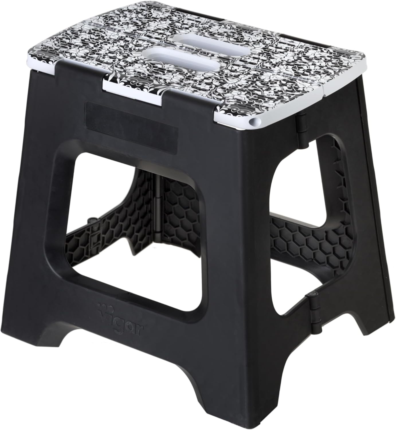 Vigar Compact Step Stool Foldable, 12-1/2-inch Step Stools for Adults up to 330 Pound, Lightweight Stool, Non-Slip Folding Step Stool, Rococco Black