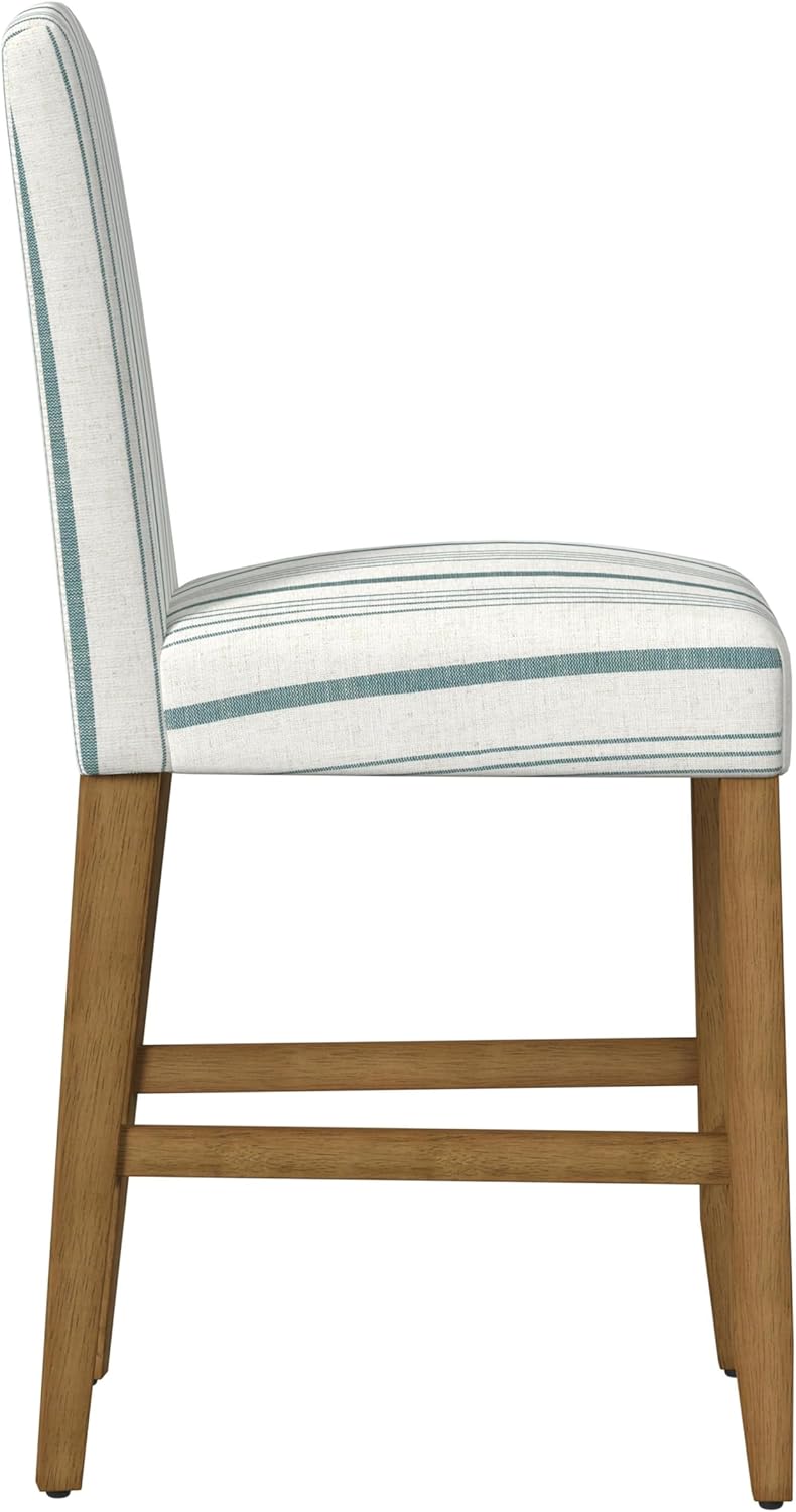 HomePop Curved Back 24" Barstool - Blue Calypso Stripe