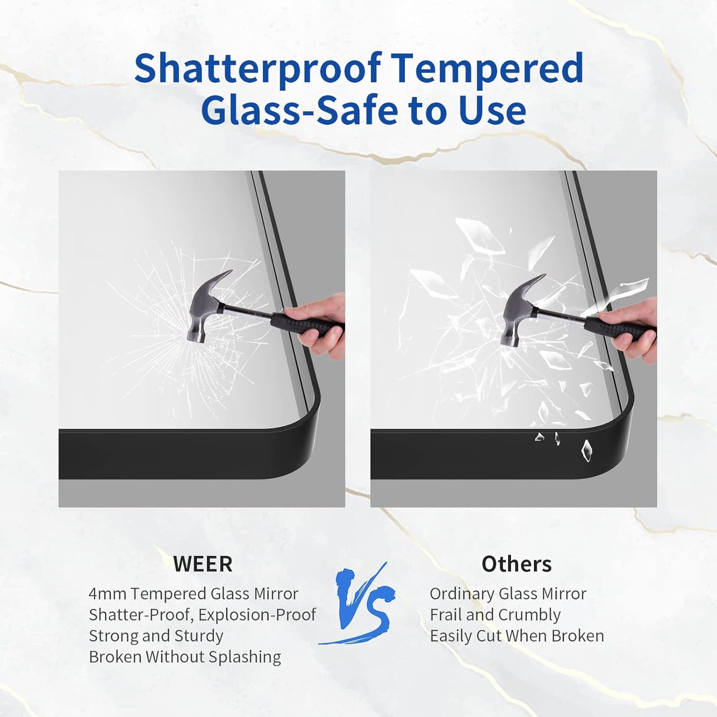 WEER Black Bathroom Mirror for Wall 40X30 Inch, Rectangular Black Metal Framed Vanity Mirror, Farmhouse Bathroom Mirror with Tempered Glass, Rounded Corner, Anti-Rust (Horizontal/Vertical)