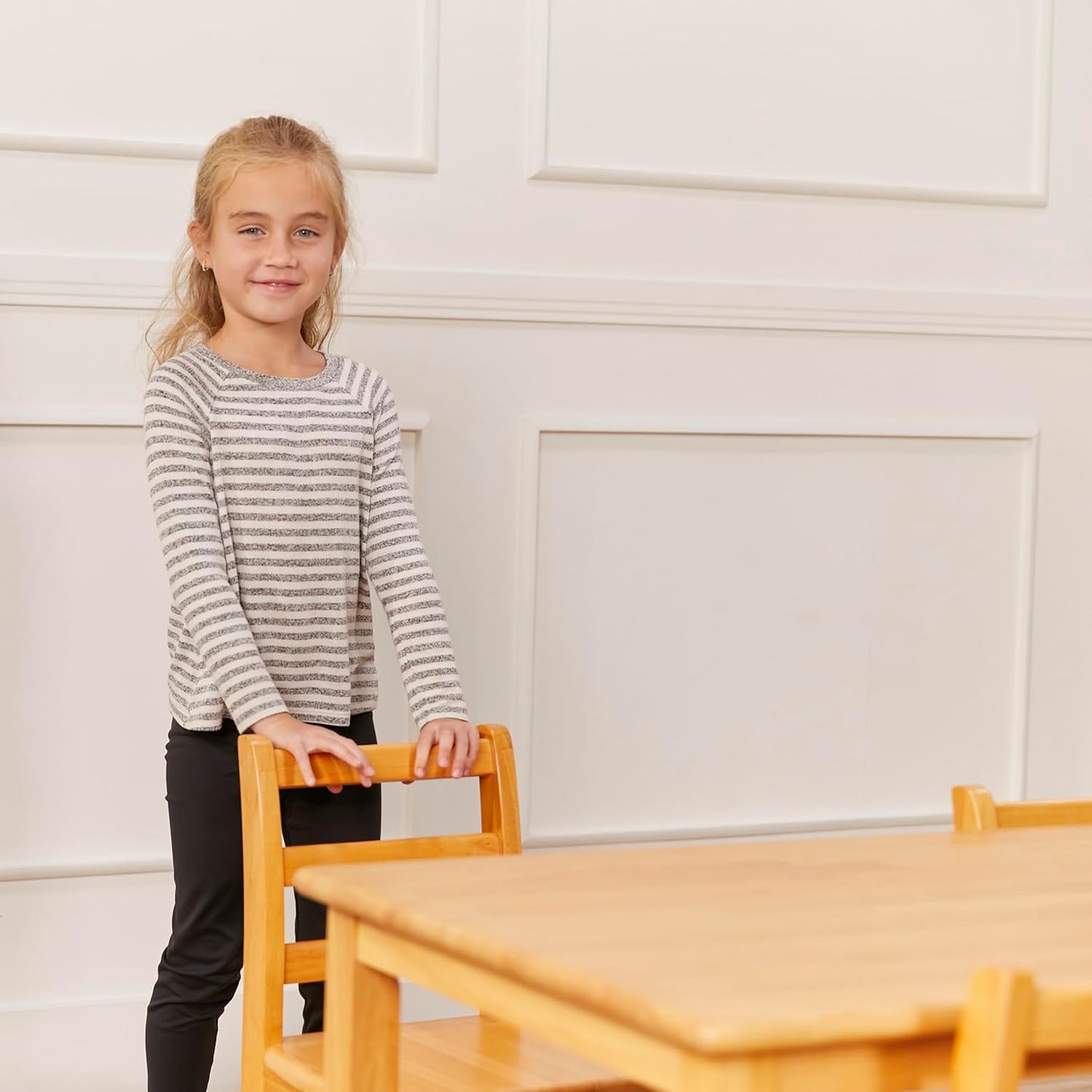 ECR4Kids Three Rung Ladderback Chair, 12in Seat Height, Classroom Seating, Honey, 2-Pack