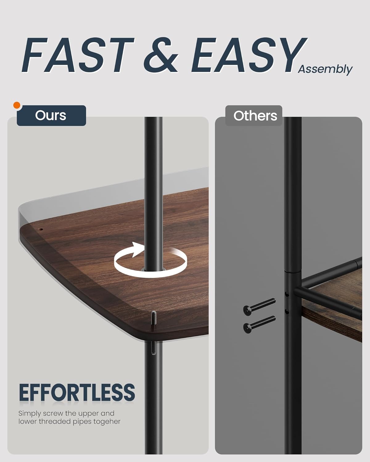 SONGMICS HOME Bar Cart, Home Bar Serving Cart with 3-Tier Shelf, Flexible Wine Bottle Rack and Glass Holder, Drink Beverage Cart, Microwave Cart, Kitchen, Natural Walnut and Ink Black ULRC291B01