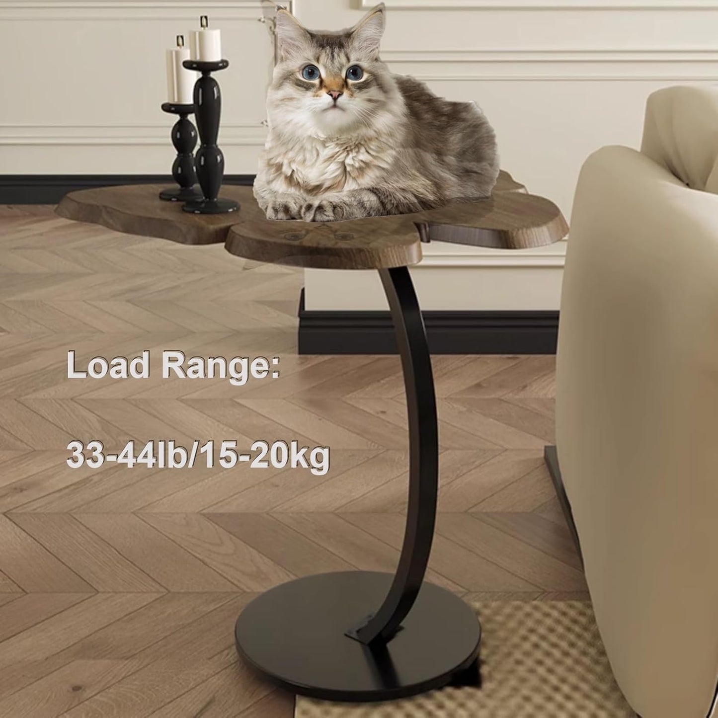 C-Shaped End Table, Sofa Side Table with Rotating Wheels, Rolling End Table with Storage, Small Couch Side Table for Bedroom, Swivel Tray Table for Living Room, Office (Butterfly)