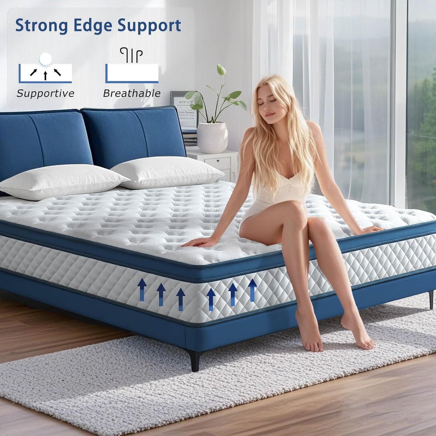 King Size Mattress, 14 Inch Medium Firm Hybrid King Bed Mattresses, Memory Foam Mattress in a Box for Pressure Relief, Individual Pocket Spring-Motion Isolation with Edge Support, CertiPUR-US