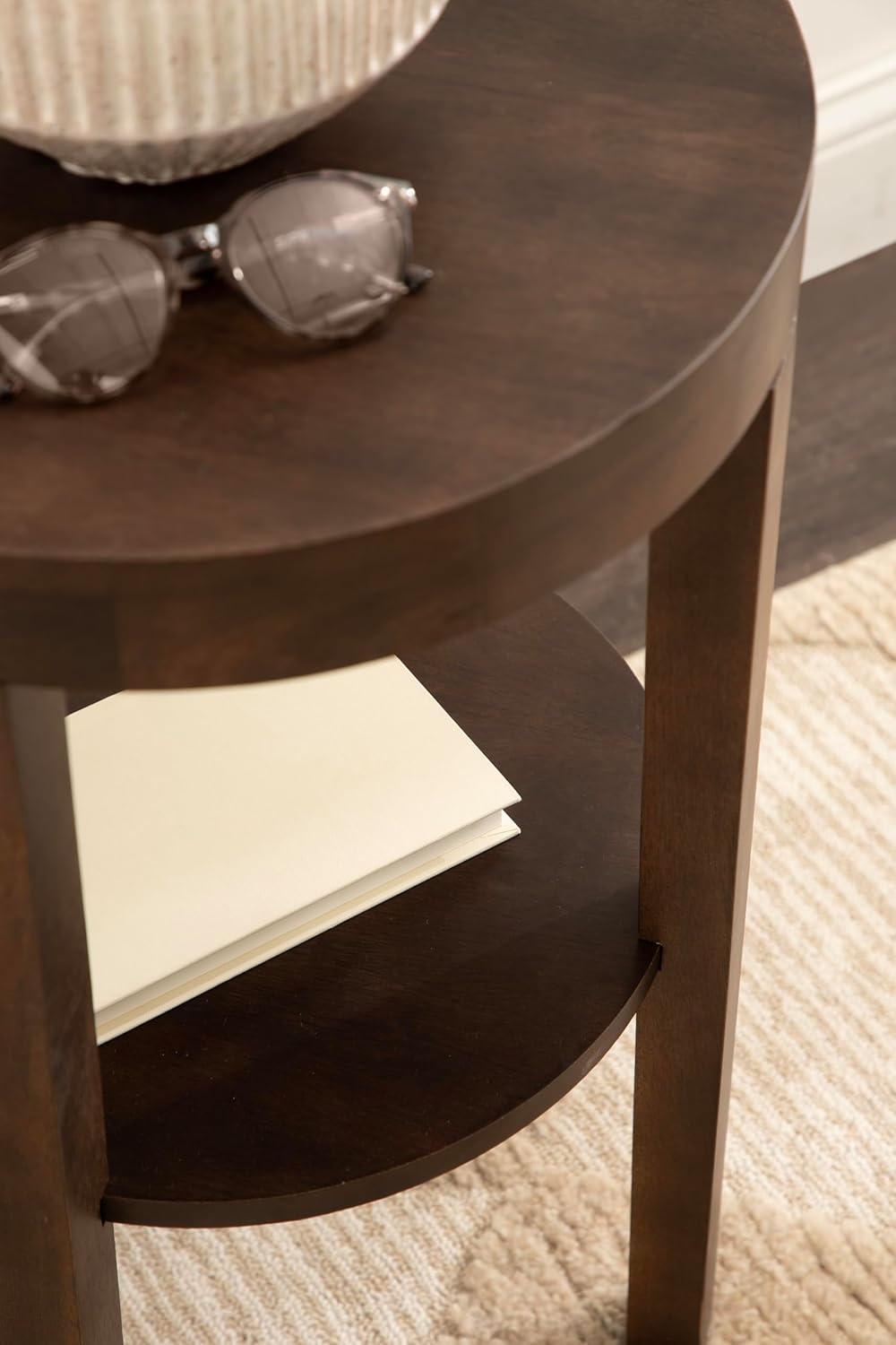 Kate and Laurel Talcott Modern Round Wood Side Table, 16 x 16 x 24, Dark Brown, Transitional Decorative Two-Tier End Table for Use as a Bedroom Nightstand or Living Room Plant Stand