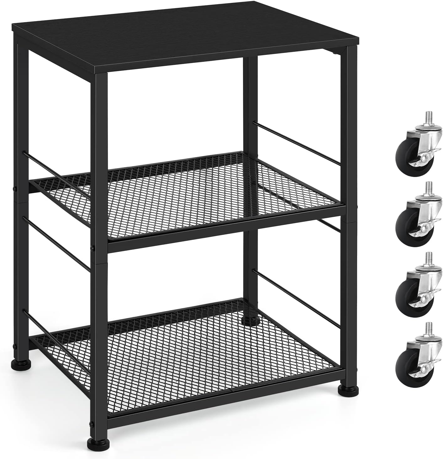 OYEAL Black Night Stand Industrial End Table with Storage Shelf Narrow Side Table for Small Spaces, Farmhouse Bedside Table for Living Room Bedroom, Stable Metal Frame (Black)