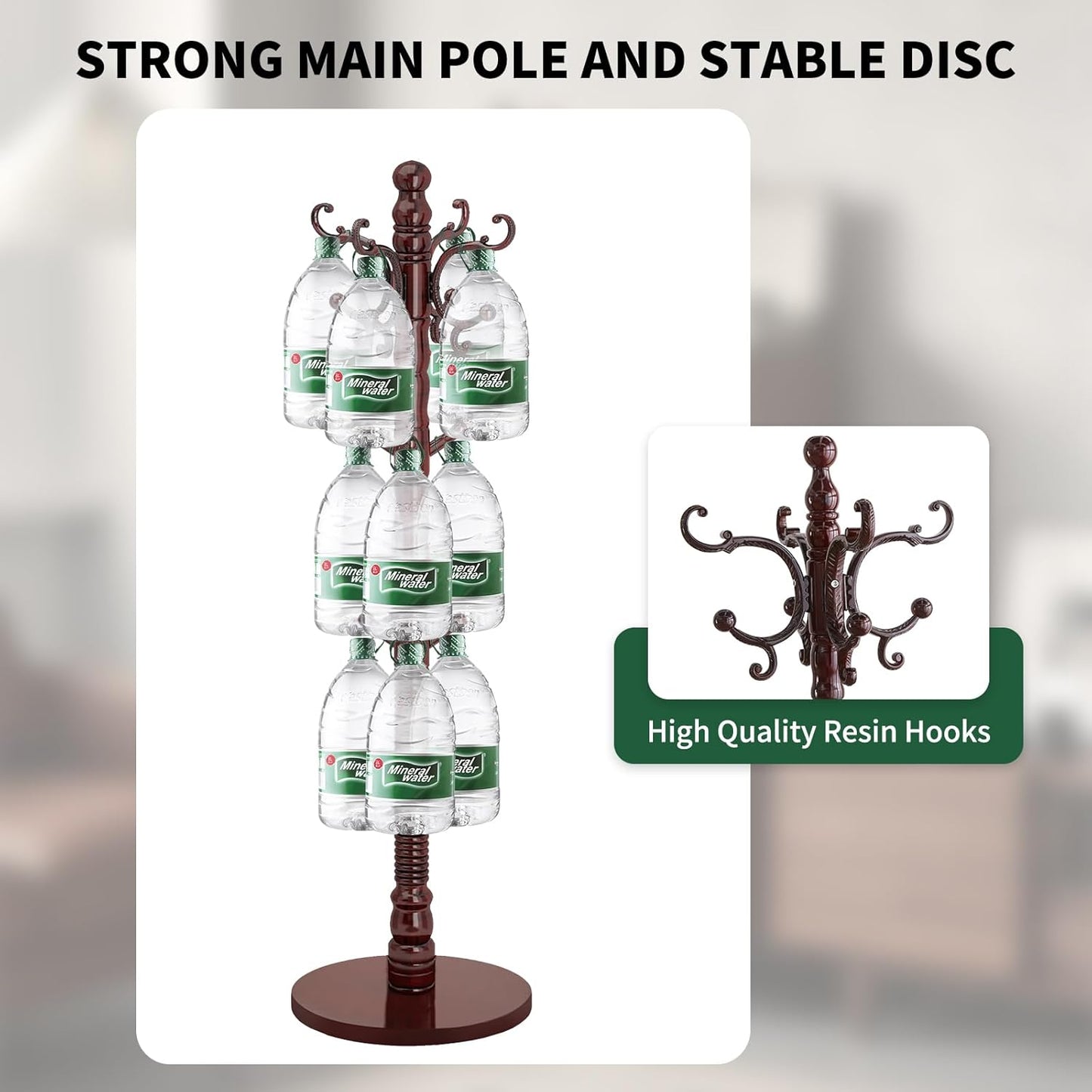 Wood Coat Rack Stand, Wooden Coat Rack Freestanding with Sturdy Round Base, Vintage Coat Racks with 14 Hooks, Natural Birch Wood Entryway Coat Tree Hanger Stand Easy to Assemble