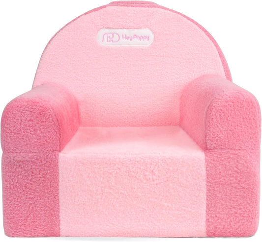 Toddler Chair, Comfy Foam Kids Couch with Soft Velvet Cover, Toddler Couch for Gaming and Studying, Kids Sofa That Fits Nicely with Any Modern Decor, Pink