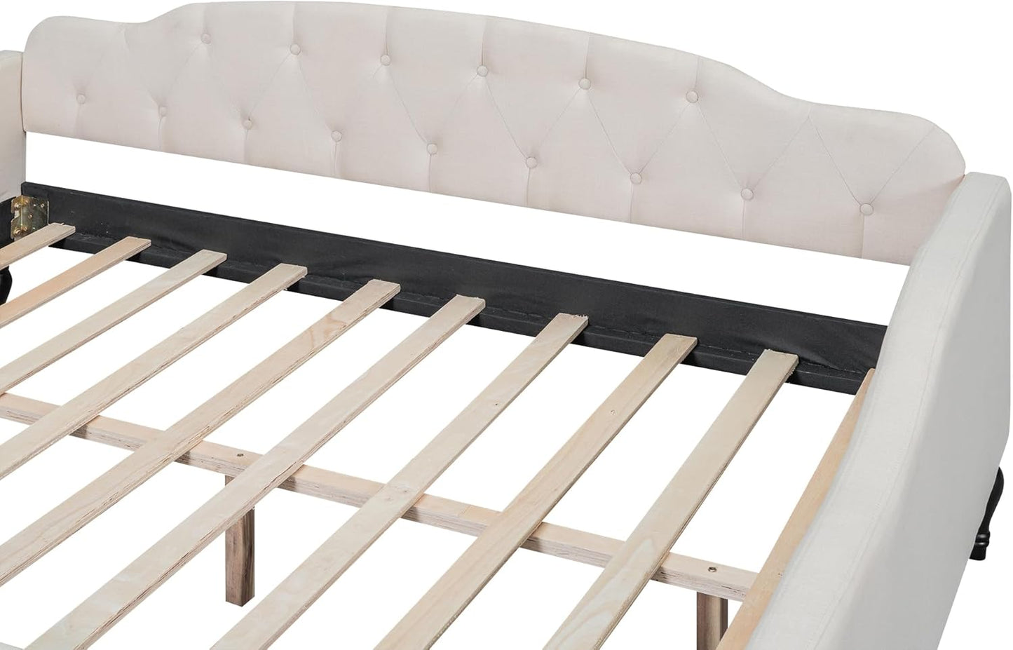 Full Size Upholstered Tufted Daybed,Linen Sofa Bed,Easy Assemble & No Box Spring Needed,Perfect for Small Space,Bedroom,Livingroom,Guest Room, Beige