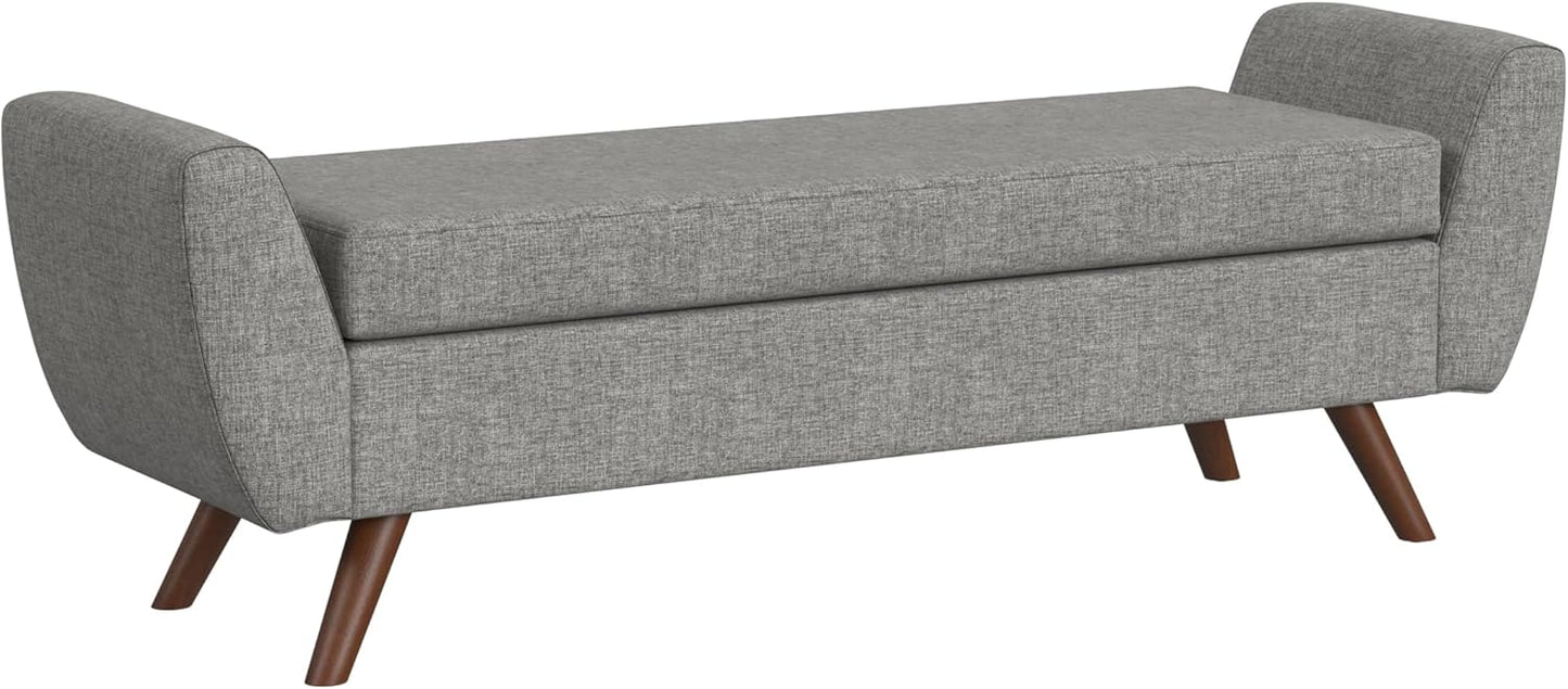 HomePop Modern Storage Bench with Wood Legs Home Décor|Bench with Storage for Living Room & Bedroom - Gray Woven
