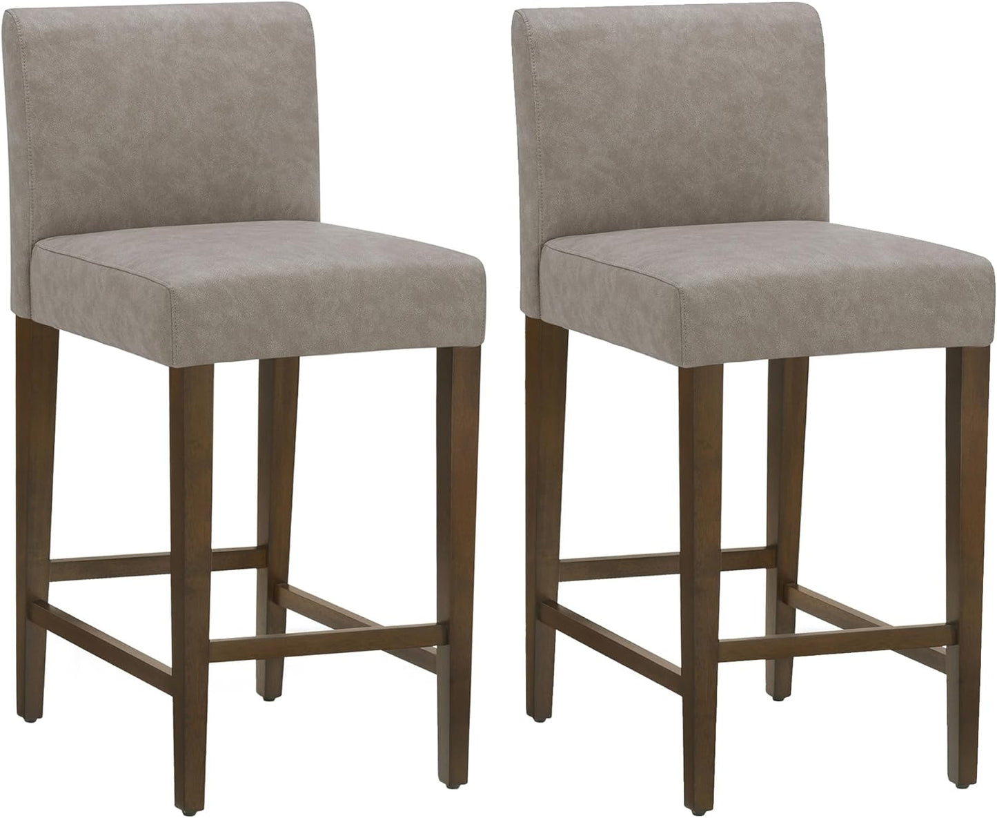CHITA Counter Height Bar Stools Set of 2, 27" H Seat Height Upholstered Barstools, PU Leather in Stone Grey