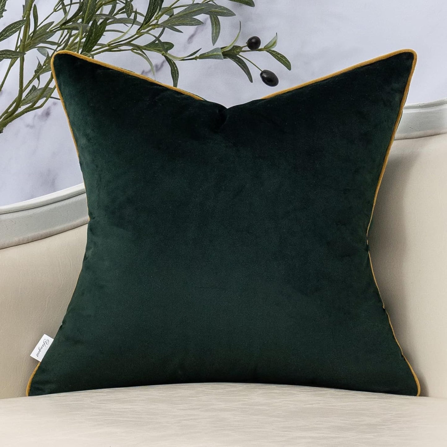 Yangest Green Square Throw Pillow Cover Wavy Velvet Cushion Cover Modern Zippered Pillowcase for Sofa Couch Bedroom Living Room Chair, 18 x 18 Inch