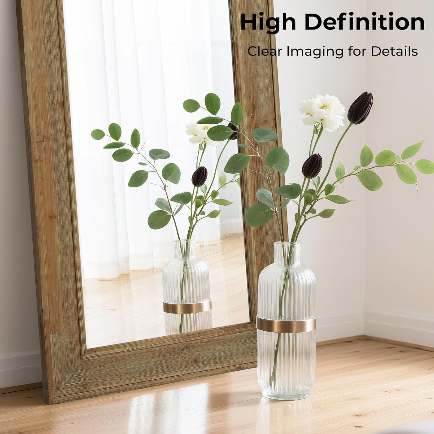 WallBeyond Full Length Mirror Rustic Wood Framed, 24 x 60 inch Farmhouse Wall Mounted Mirror Full Floor Mirror Hanging or Leaning Against Wall, Natural