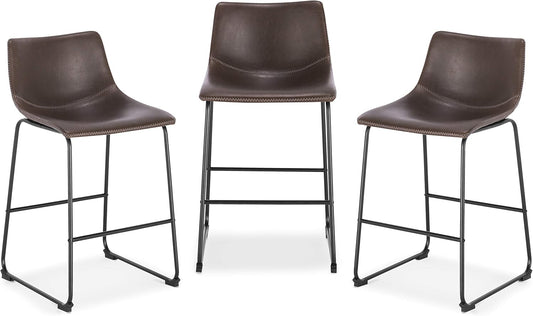 EdgeMod Brinley Counter Stool in Brown (Set of 3)