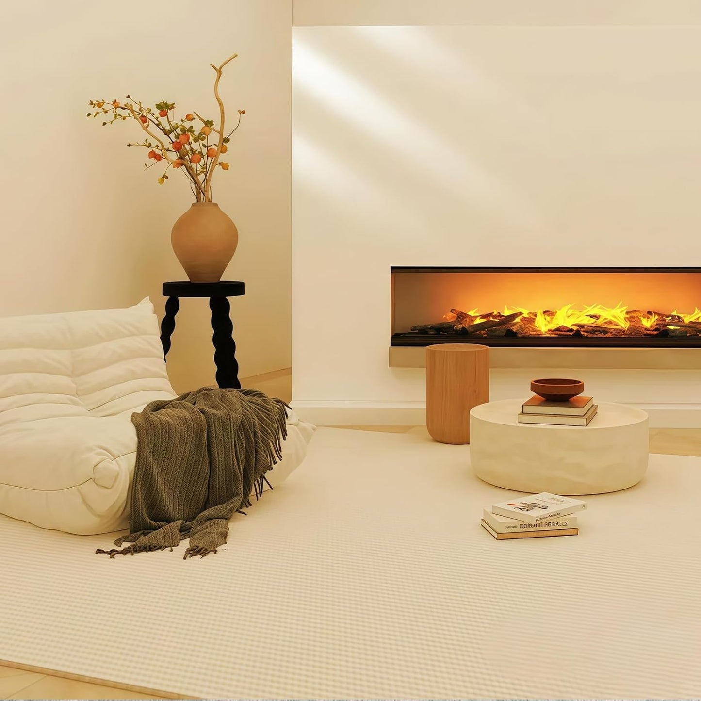 Bean Bag Chair - Memory Foam Bean Bag Chair for Adults, Comfy High-Resilience Single Sofa, Small Space Floor Chair, Chaise Lounge for Living Room, Bedroom (Beige, Wrinkles)