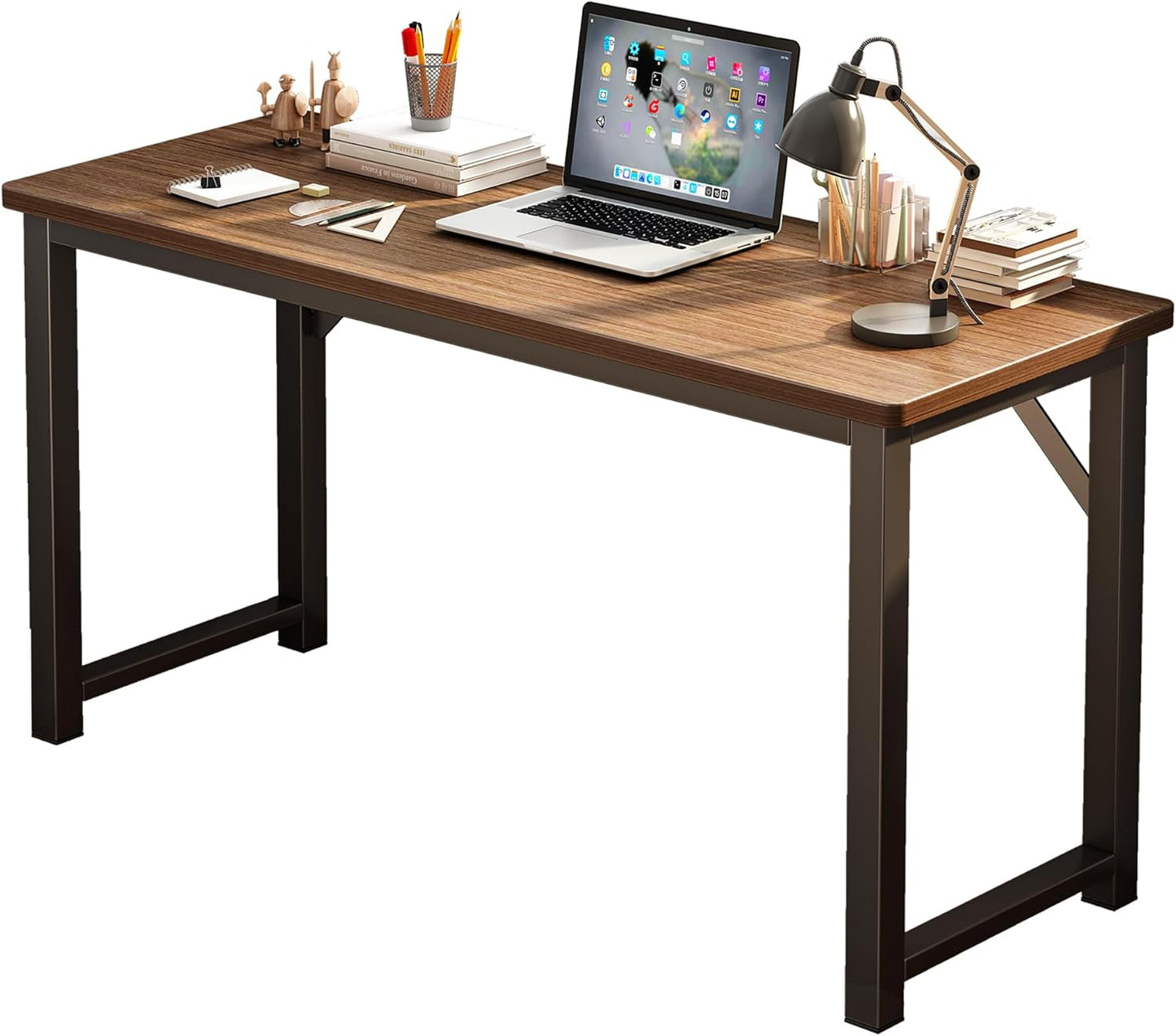 31.5 Inch Office Computer Desk,Office Table for Small Spaces,Gaming Desk,Writing Work Study Kids Modern Simple PC Home Bedroom Table with Metal Frame Wood Tabletop,Rustic Walnut