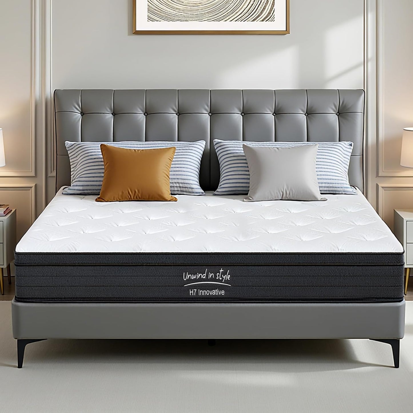 King Size Mattress, 10 Inch 5-Zone Pocket Spring Hybrid Mattress with Gel Memory Foam for Pressure Relief & Peaceful Sleep, Medium Firm, Mattress in a Box