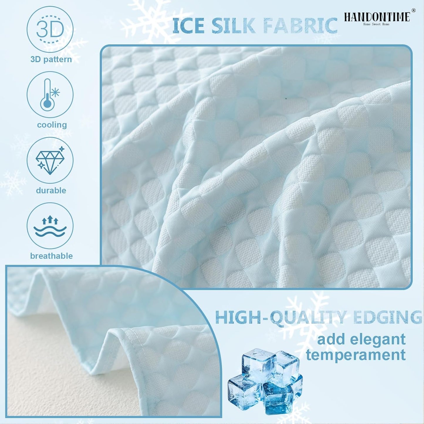 HANDONTIME Cooling Dog Couch Cover Ice Silk Washable & Breathable Pet Sofa Protector Durable Couch Covers for Sofa Pet Friendly Soft Dog Cooling Bed Cover Sofa Protector Covers (Baby Blue, 71"x134")