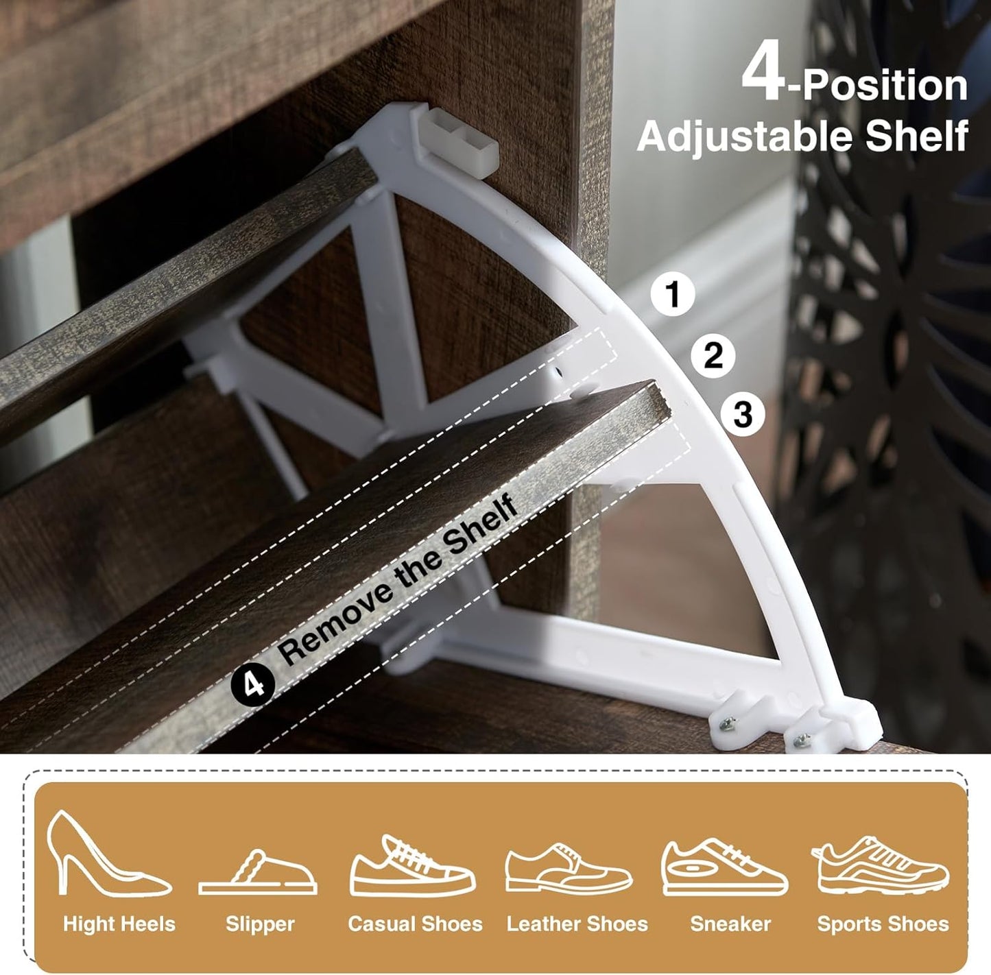 Shoe Storage Cabinet,Farmhouse Shoe Organizer with 4 Flip Drawers & Barn Door Design,Freestanding Hidden Slim Narrow Shoe Rack Cabinet for Entryway,Foyer,Hallway,Rustic Brown