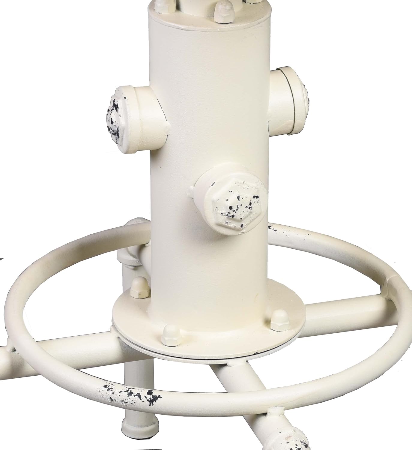 Topower Aged Antique Vintage Industrial Barstool Solid Wood Water Pipe Fire Hydrant Design Cafe Coffee Industrial Bar Stool Set of 2 Antique White