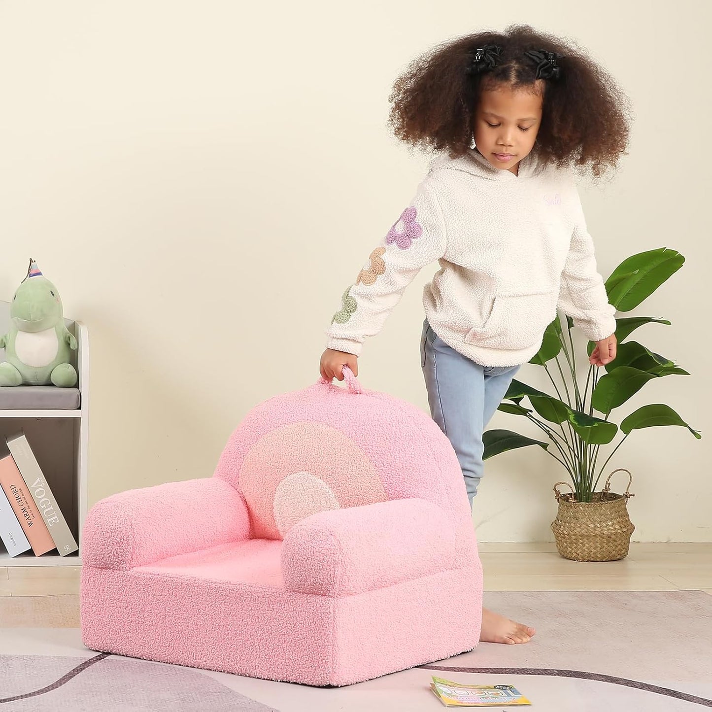 Comfy Toddler Chair, Kids Rainbow Couch for Boys and Girls, Pink Rainbow