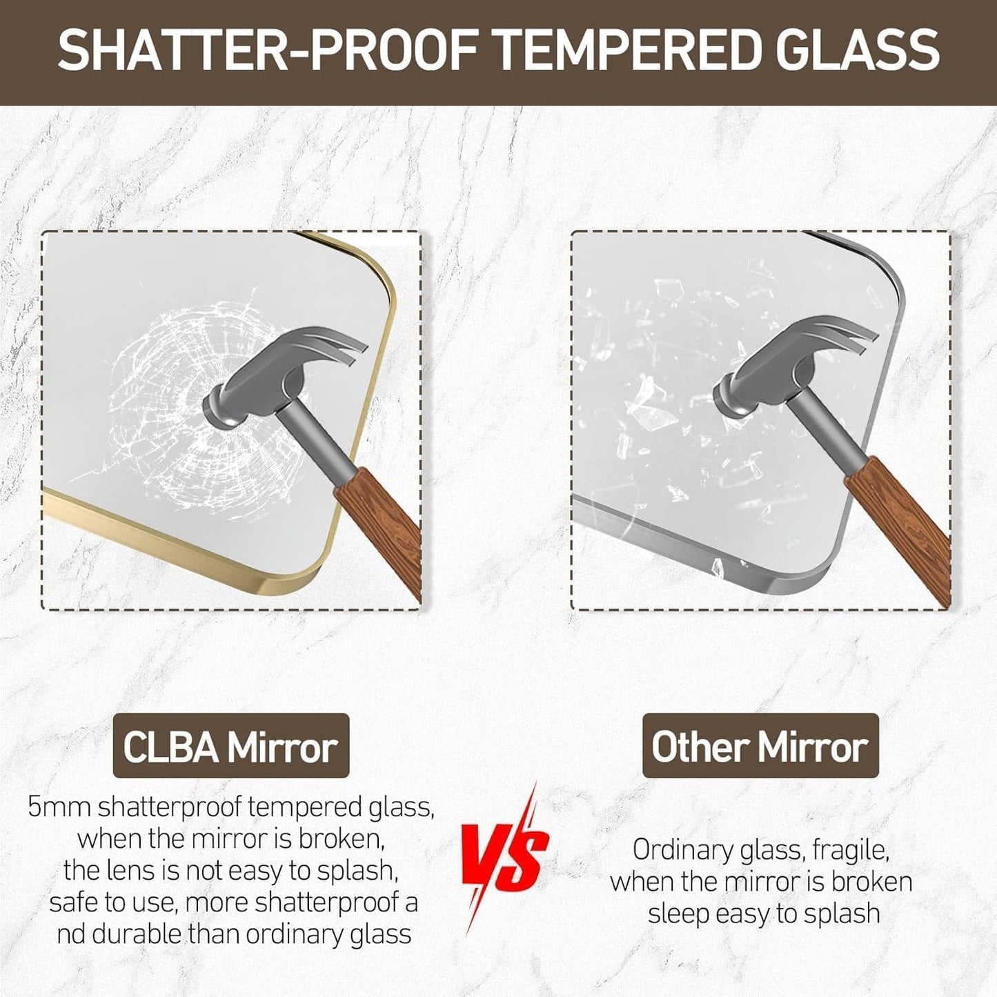 Gold Bathroom Mirror, 40x30 Inch Brushed Gold Mirror, Aluminum Alloy Framed Rectangle Bathroom Mirror for Over Sink, Anti-Rust Wall Mirror (Horizontally or Vertically)