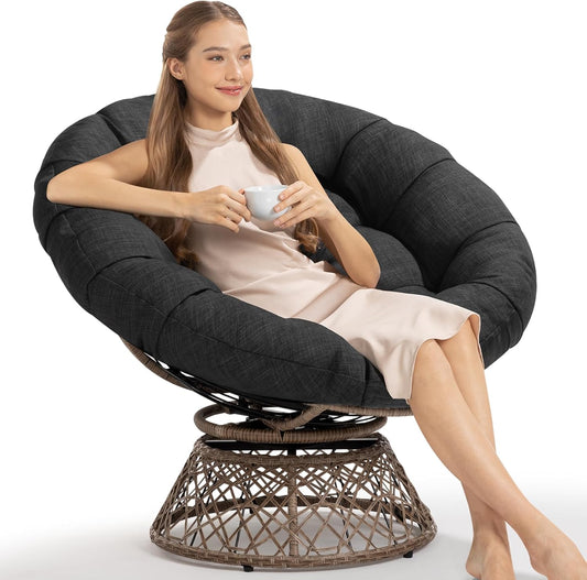 Bme 40" Ergonomic Wicker Papasan Chair