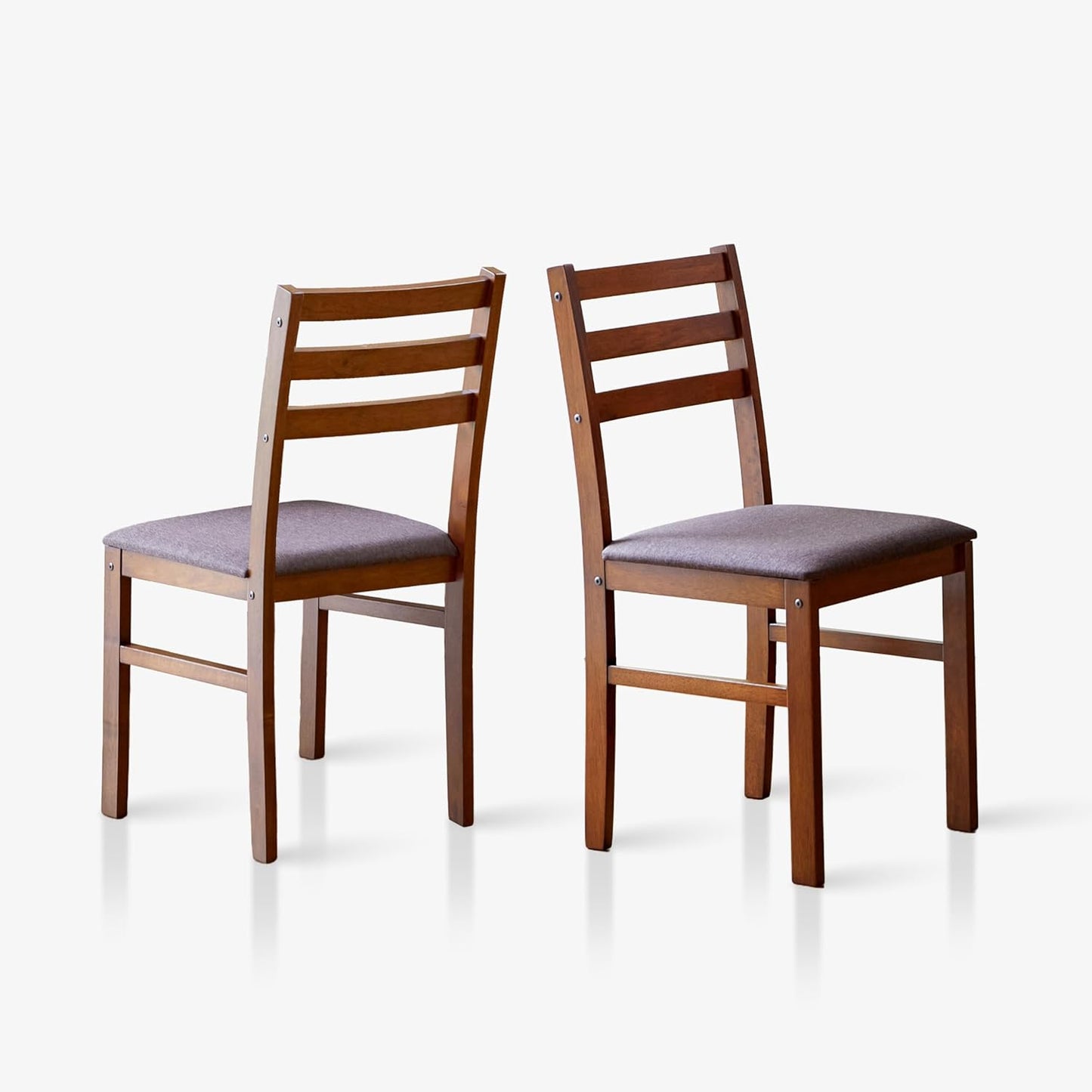 Livinia Seattle Modern Farmhouse Kitchen Dining Room Chair Set of 2, Solid Wood Fabric Upholstered Cushion Seat Wood Ladder Back Chairs (Antique)