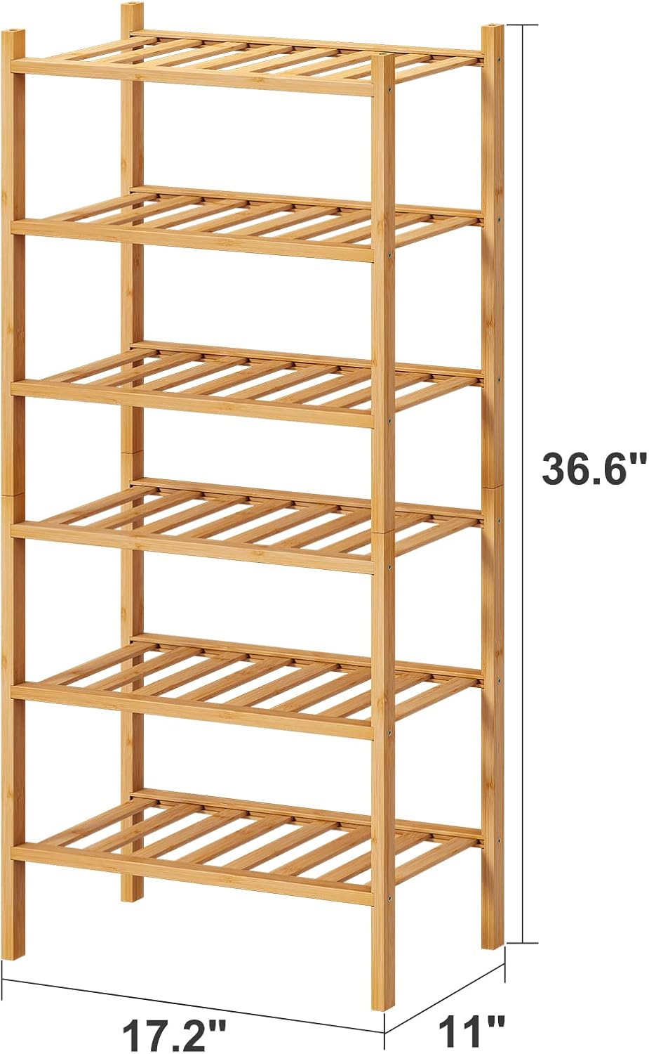 Small Shoe Rack, 6-Tier Shoe Shelf for Entryway, Bamboo Wood Shoe Rack for Closet & Hallway, Long 17.2IN | Beautiful | Functional | Sturdy | Durable