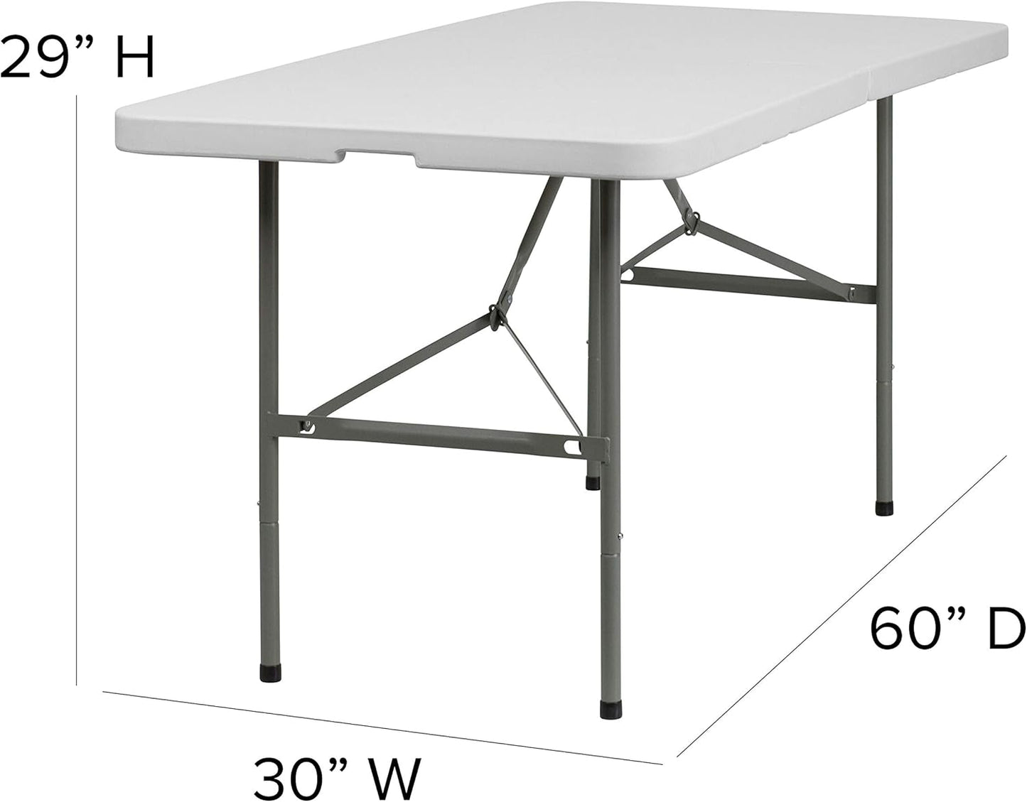 Flash Furniture Elon Commercial Grade 5-Foot Bi-Fold Granite White Plastic Folding Table