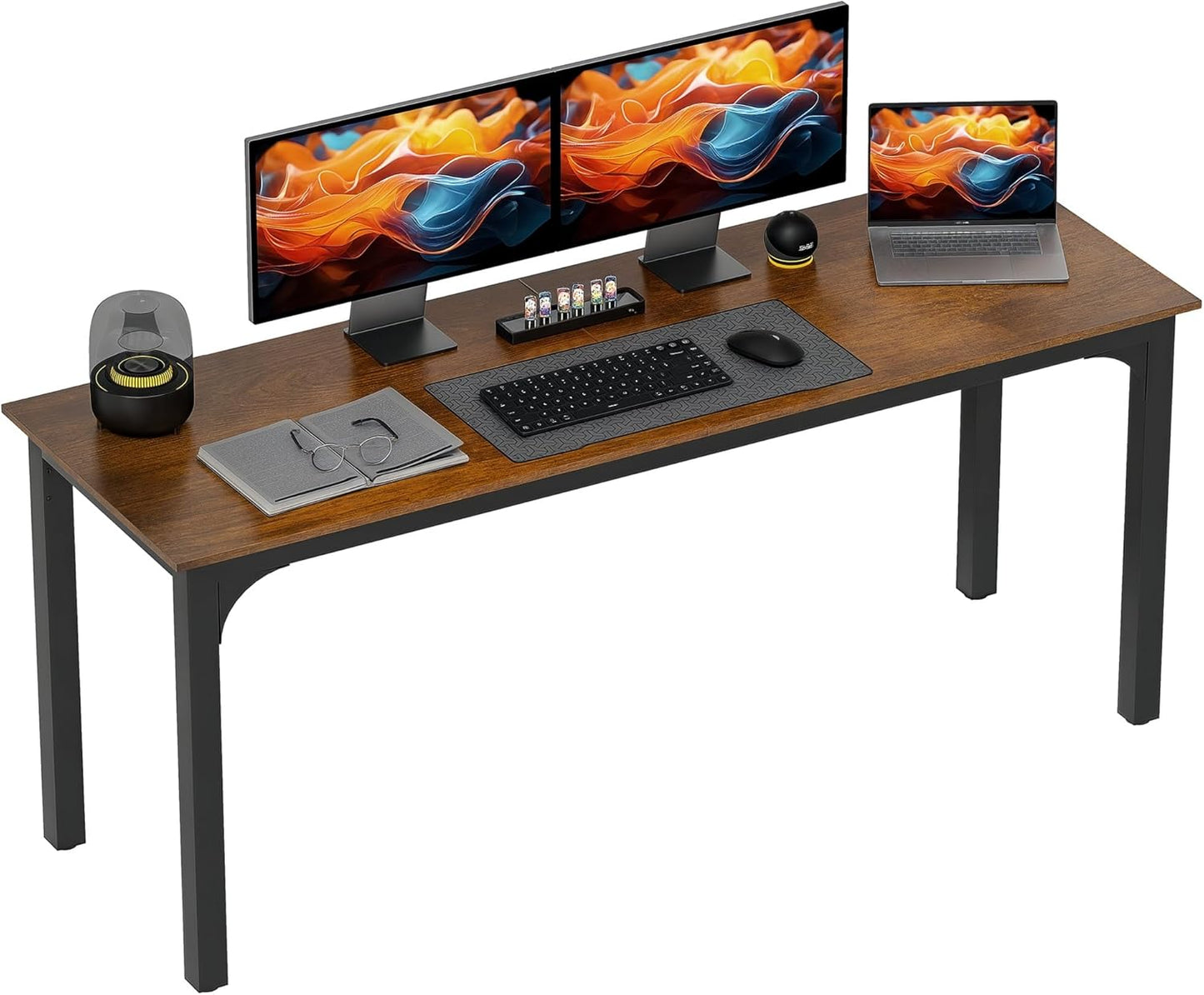 HOMCOM Modern Simple Large Computer Desk, 71" Long Home Office Desk for Two Person, Multi-Purpose Computer Table for Home Office Study, Rustic Brown