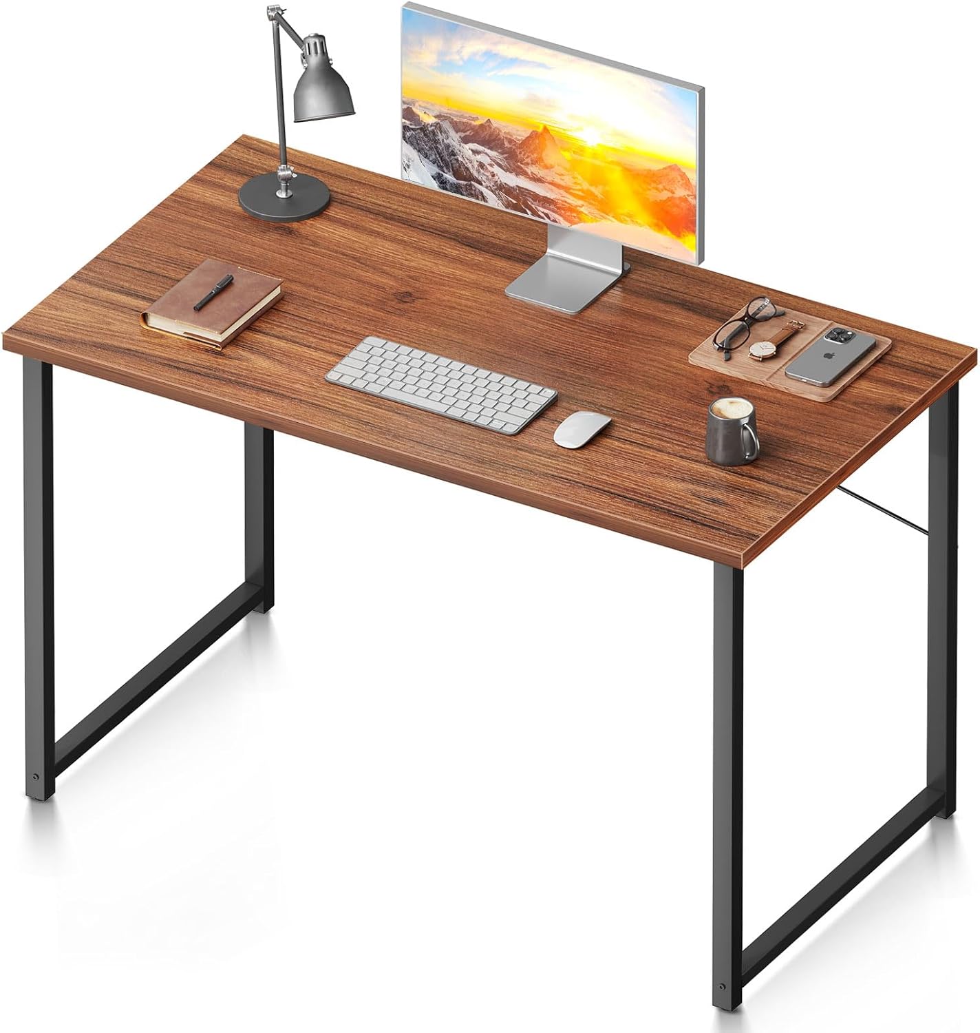 Coleshome 40 Inch Computer Desk, Modern Simple Style Desk for Home Office, Study Student Writing Desk, Deep Brown