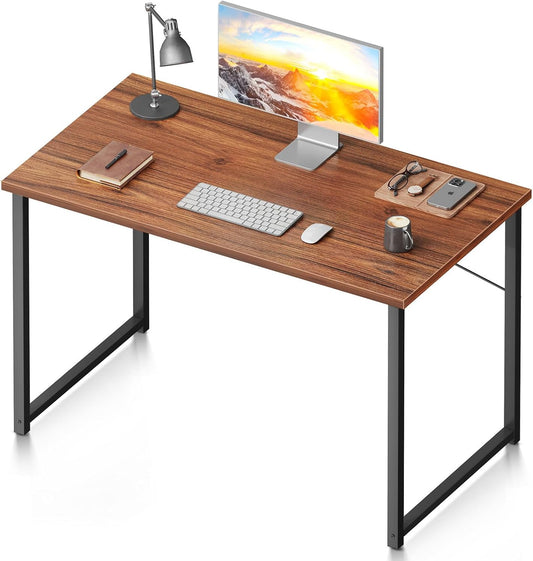 Coleshome 40 Inch Computer Desk, Modern Simple Style Desk for Home Office, Study Student Writing Desk, Deep Brown
