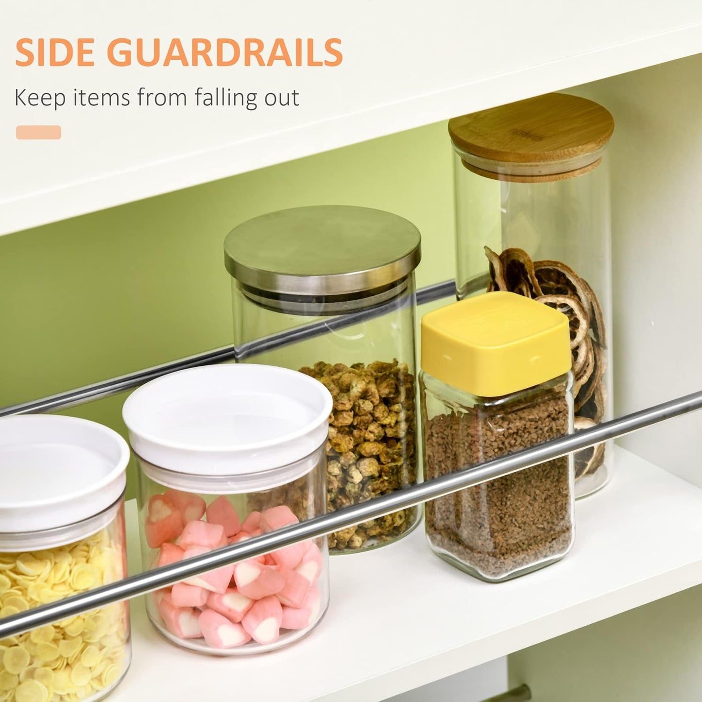 HOMCOM 3- Tier Slim Storage Cart, Rolling Narrow Kitchen Cart on Wheels for Small Place, Slide Out Side Utility Cart for Bathroom, Laundry