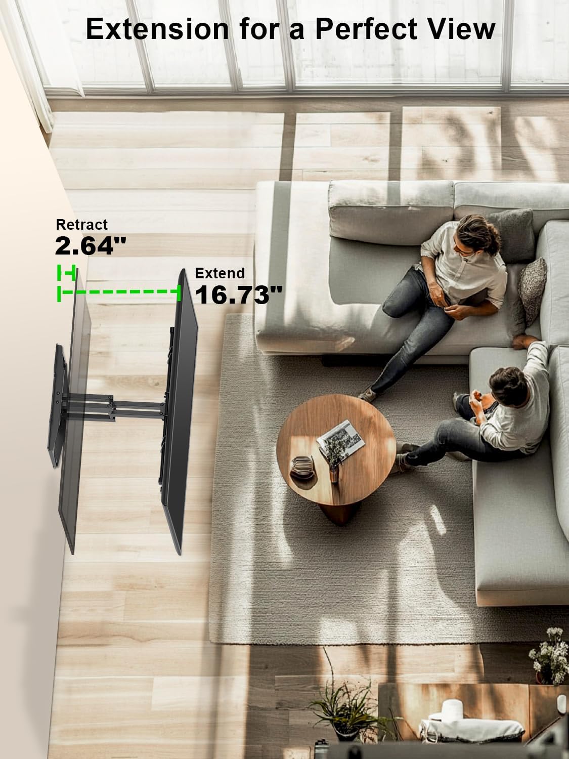 USX MOUNT Full Motion TV Wall Mount for Most 37-82 Inch TV up to 132lbs, TV Mount Articulating with Swivel, Tilt & Extension, Wall Mounts T V Bracket for VESA 600x400mm 400x300mm, Max 16" Wood Studs
