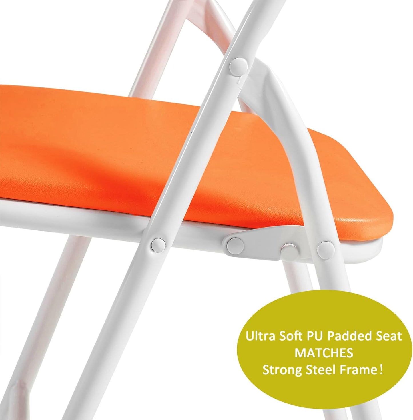 VECELO Kids Folding Activity Table and Chairs 5 Pcs Set, Portable, with Ultra Soft Padded Cushion, Orange