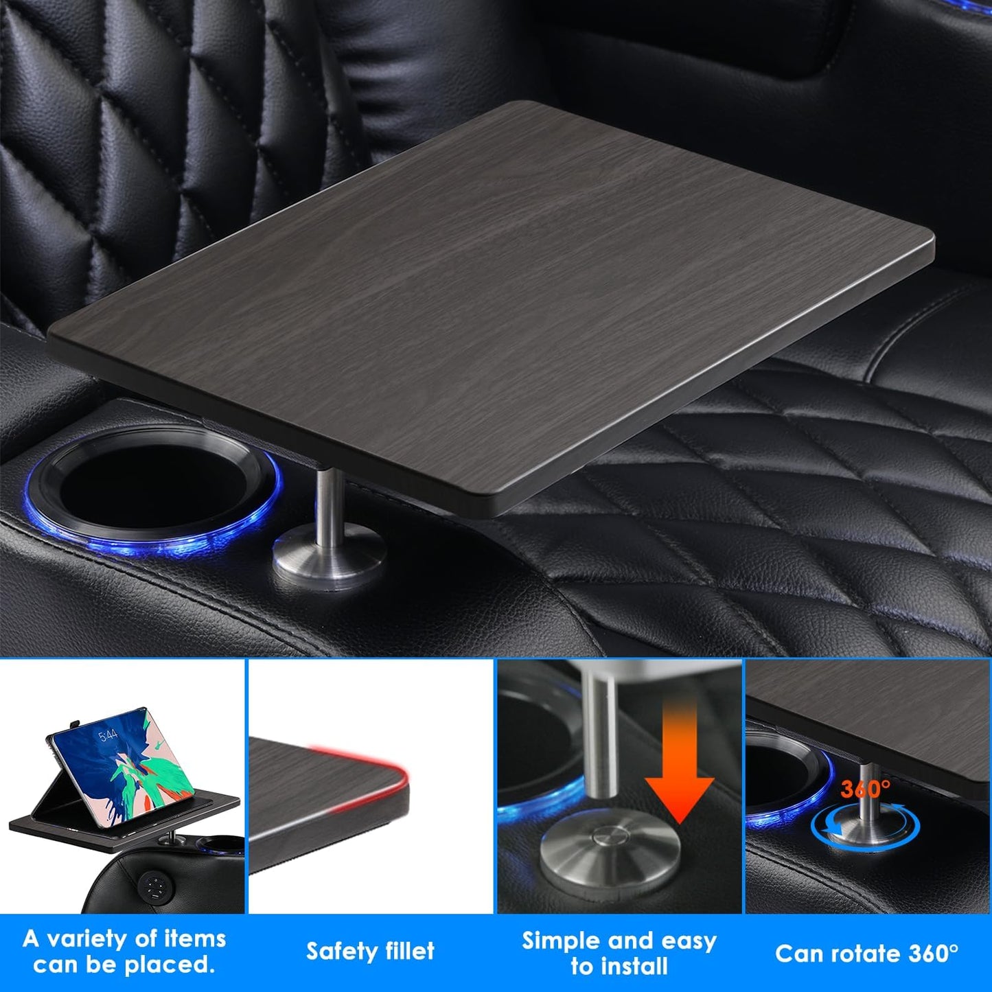 Home Theater Seating Series Swivel Tray Table for Wei lianda Home Theater Seat Dark Wood Pattern