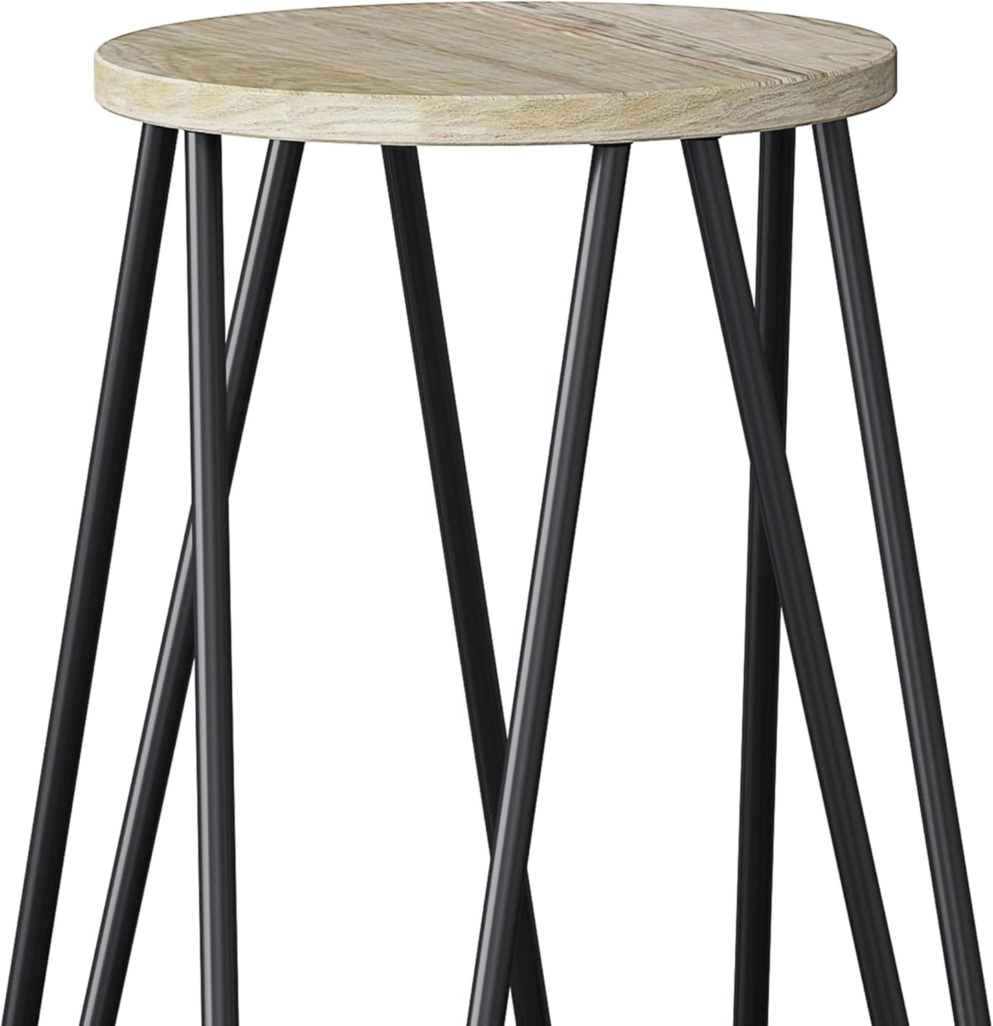 SIMPLIHOME Simeon Industrial Metal 30 inch Metal Bar Stool with Wood Seat in Natural / Black for the Dining Room and Kitchen