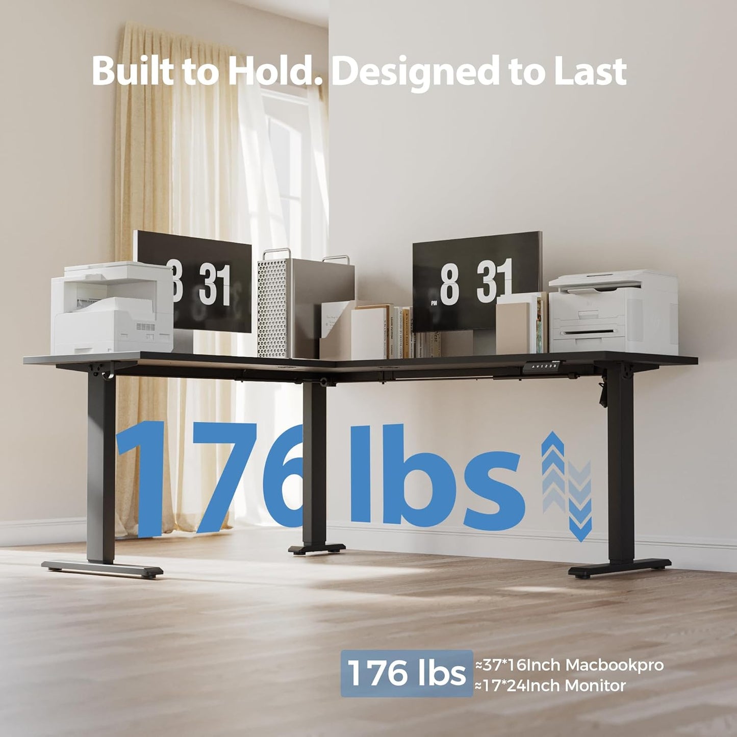 Agilestic 63 x 55 Inch L Shaped Standing Desk Adjustable Height, Corner Standing Desk, Sit Stand Up Computer Table, Splice Board, Black