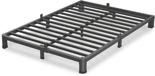 4 Inch Full Size Bed Frame, 3500Lbs Heavy Duty Metal Platform with Round Corner Legs Mattress Slide Stopper, Steel Slat Support No Box Spring Needed, Noise Free, Non-Slip, Easy Assembly