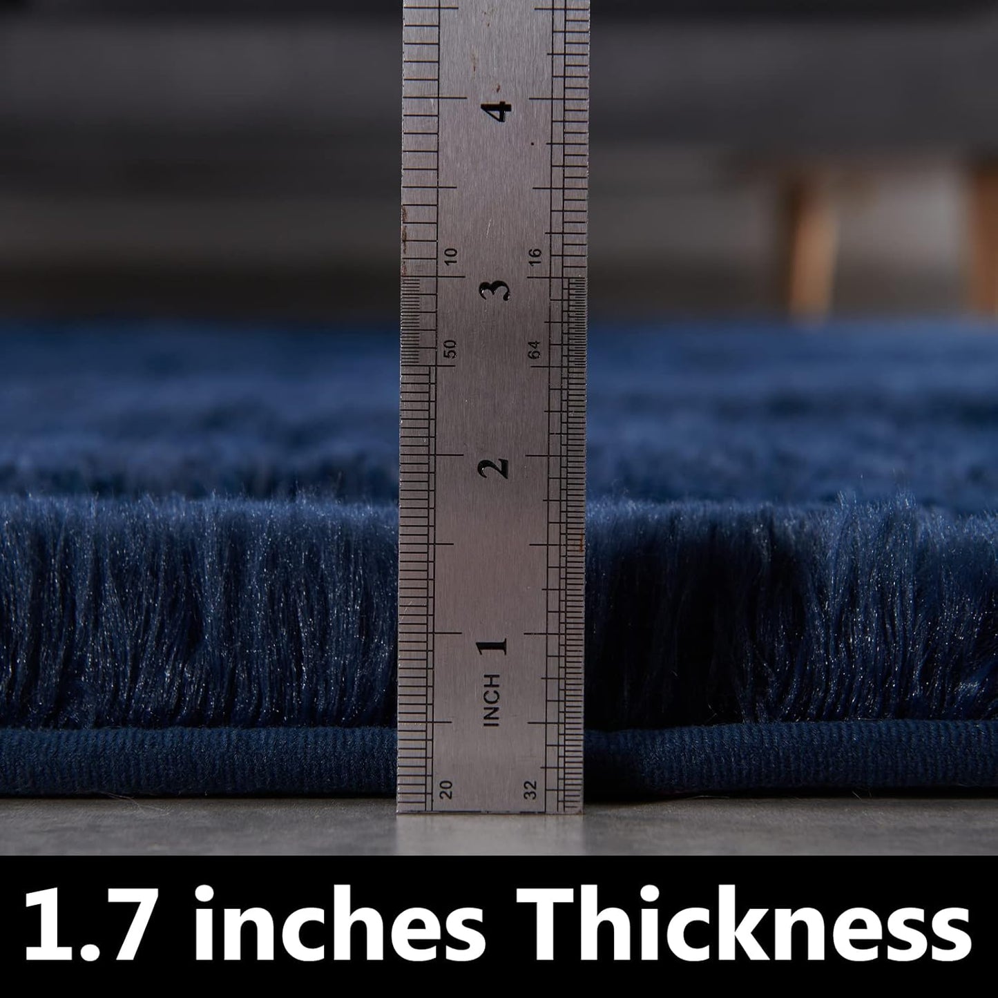 FJZFING Navy Blue Round Rug Ultra-Soft Plush Modern 5x5 Circle Area Rug for Kid's Bedroom, Fluffy Shag Circular Rug for Nursery Room, Non-Slip Home Decor Cute Navy Blue Carpet for Teen's Room